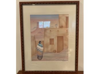 Diana Martin Southwest Village Lithograph, Framed