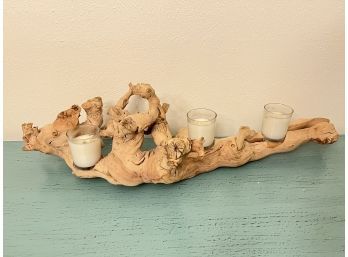 Decorative Candle Holder Made With Natural Wood Formation