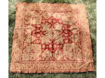 Gorgeous Antique Tapestry/ Table Cloth Red And Gold (54 X 57)