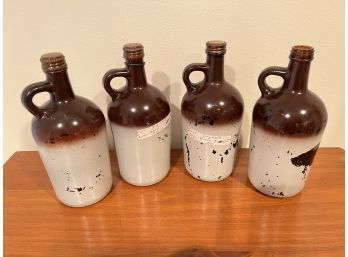 4 Decorative Antique Glass Bottles, 9 Inches Tall