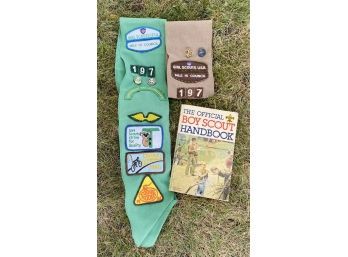 Boy Scout Handbook, 1979, Plus Two Sashes With Badges