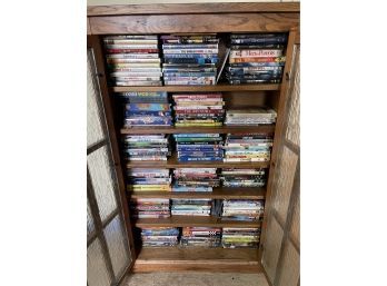 Small Wood/glass Bookcase With Huge Variety Of DVDs!!