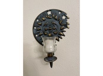 Celestial Candle Wall Holders, Moon And Sun, 10 1/4th Inches Tall