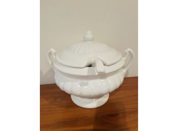 Vintage White Ceramic Punch Bowl