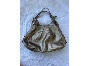 Coach Bronze Metallic Colored Purse, Some Pen Stains On Inside Of Main Pocket