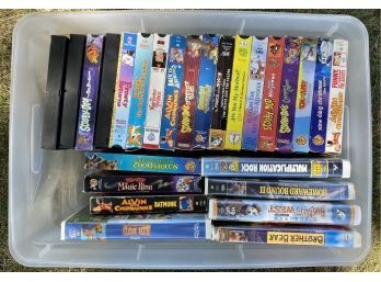 Box Of VHS Movies: Schoolhouse Rock, Scooby Doo And More