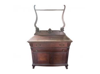 Antique Wooden Washstand With Towel Rack