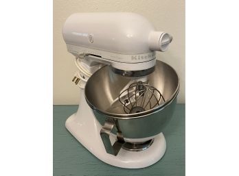 White KitchenAid With Cover And Attachments