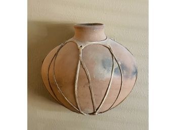 Terra Cotta Hanging Pot With Raw Hide Accents