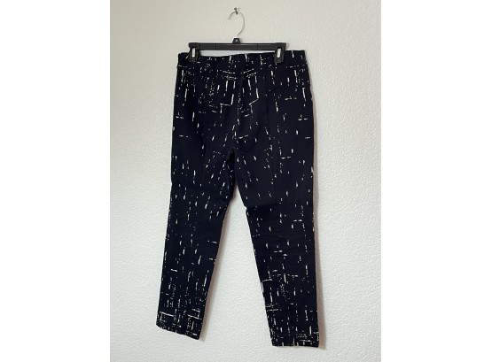 Narciso Rodrigiez Black Pants With White Pattern, Womens Size 42 ( 36 Inches Long)