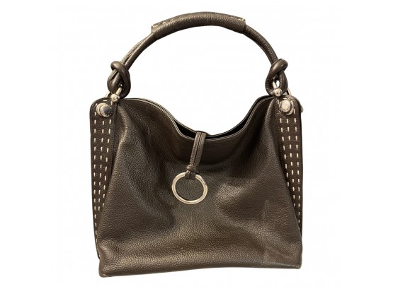 BCBG Maxazria Handbag Brown With White Stitching - In Like New Condition
