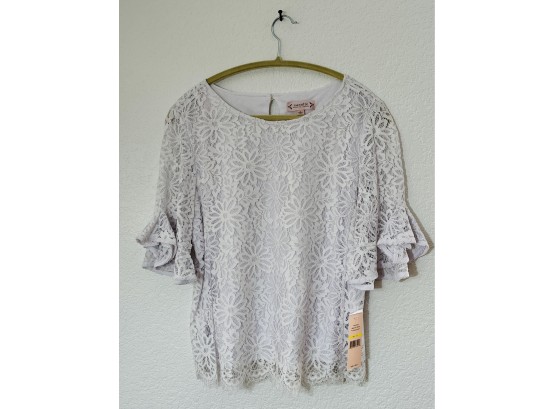 Nanette Lepore Lace Shirt With White Fabric Underlay, Size M (24 Inches Long)