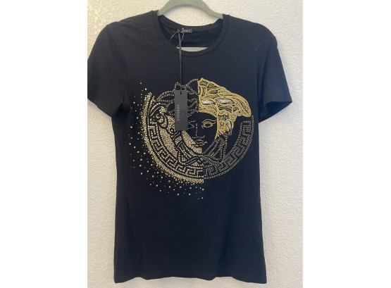 Versace Black T-shirt D-COV Size 44  - New With Tags