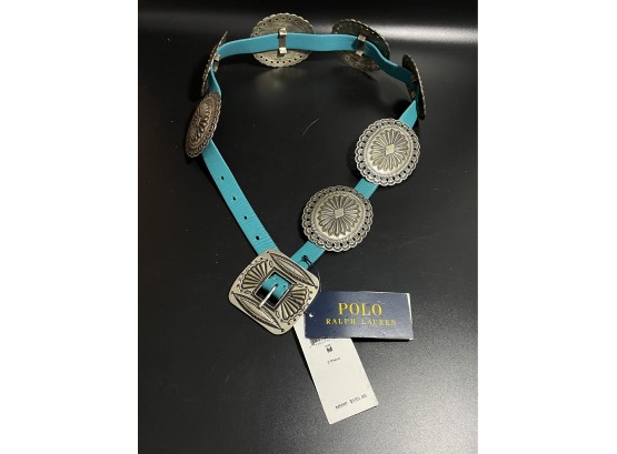 Polo Ralph Lauren, Womens, Turquoise Belt With Metal Accent Details. Size M.