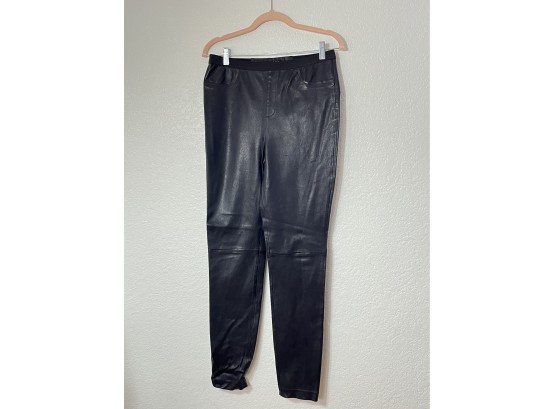 Bagatelle. City Genuine Leather Pants With Elastic Waist, Womens Size M (42 Inches Long)