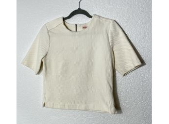 White Textured Half Sleeve Shirt By Brooks Brothers Red Fleece. Womens Size Medium