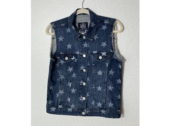 Rock & Republic Jean Vest With Star Designs, Womens Size M (24 Inches Long)