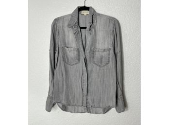 Cloth & Stone Thin Grey Button Up Shirt, Womens Size Medium