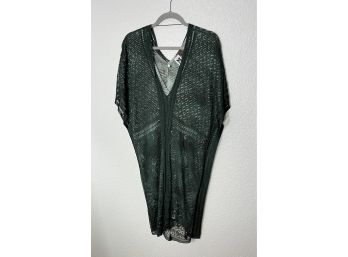 Lovely Lace Knitted, Green Dress With Colorful Knitted Under Slip. Made In Italy By Missoni. Size Medium