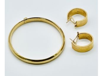 14 Karat Gold Bracelet And Earrings. 11.20 Total Grams