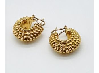 18 K Gold, 750, Pierced Earrings, Made In Italy, 10.77 Total Weight