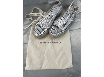 Loeffler Randall Silver Espadrilles Sneakers With Dust Bag Size 38  Made In Spain