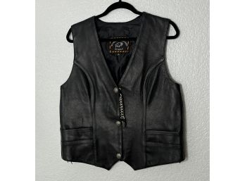 Milwaukee Leather Vest With Tie Up Sides, By Shaf. Womens Size Large.