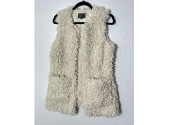 UGG Faux Fur Cream Colored Vest, Womens Size S (29 Inches Long)