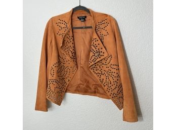 Ecetera Orange Suede Grommet, Front Snap, Jacket. Womens Size 8