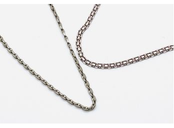 Two Chain Necklaces, One Sterling Stamped 925.