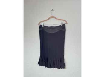 Just Cavalli Black Skirt With Ruffled Bottom Accent, Size 40 (22 Inches Long)