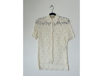 Balenciaga, Paris White Lace Shirt, Womens Size 40 (29 Inches Long)