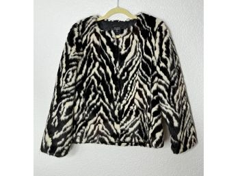 Zebra Faux Fur Jacket, By TAHARI With Original Tags. Womens Size Small