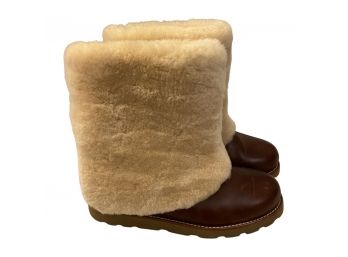 Ugg Australia Womens Maylin 1001761 Leather Round Toe Winter Boots Shearling 8