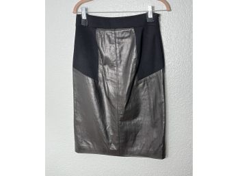 Black Leather Mid Length Skirt By Diane Von Furstenberg, Womens Size 10
