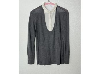Brunello Cucinelli Layered Grey/white Long Sleeve.. Womens Size Small