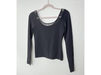 Gianna Versace Black, Scoop Neck,  Long Sleeve. Made In Italy. Womens Size Small.