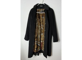 Hilary Radley Black Coat With Warm Faux Fur Lining, Womens Size 4 (40 Inches Long)