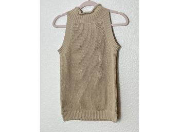 Tan Knitted, Sleeveless, Turtle Neck By Harve Benard. Womens Size M