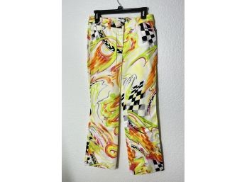Escada Vibrant Neon Design Pants, Womens Size 38 (38 Inches Long)