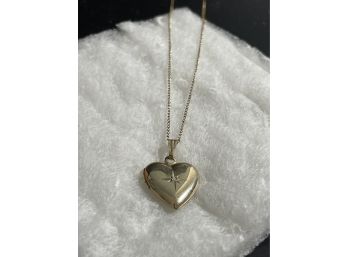14K GF Gold Heart Locket Necklace With 14K Gold Chain.