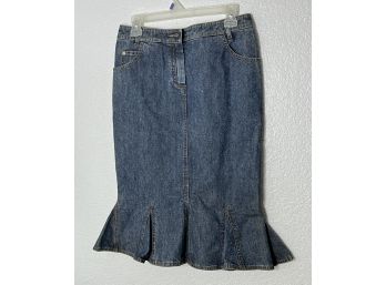 Vintage Christian Dior Boutique Jean Skirt. Made In Italy. Mid Length, Size 6
