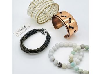 Collection Of Fancy Bracelets With Beads, Leather, And Tones Of Rich Copper Colors.