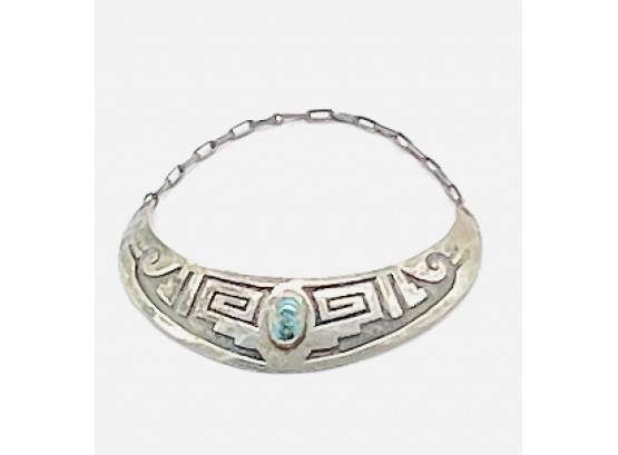 Choker With Turquoise Gem Stone, Stamp Not Readable