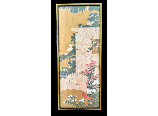 'Morning Glories,' Color On Gold Leafed Paper, Attributed To Kano Sanraku,  22' X 10'