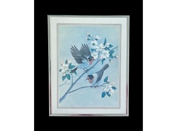 Vintage Framed Saron Birds Print  20 X 16