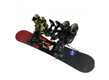 Nitro Snowboard And Mens Shaun White, Mission, And Salomon Snow Boots, Size 9.5