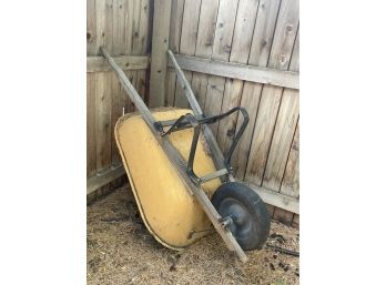 Yellow Wheelbarrow With Wood Frame