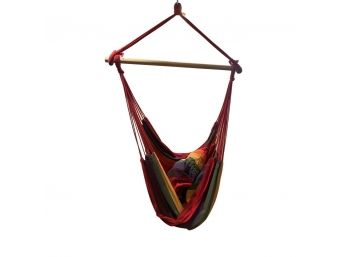 Rainbow, Hanging Hammock Chair With Rope Accents.