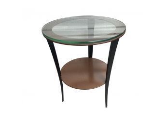 Round Glass Top Side Table With Metal Legs